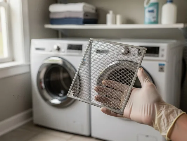 Lakewood Dryer Vent Cleaning specialist performing detailed lint trap cleaning service in Lakewood